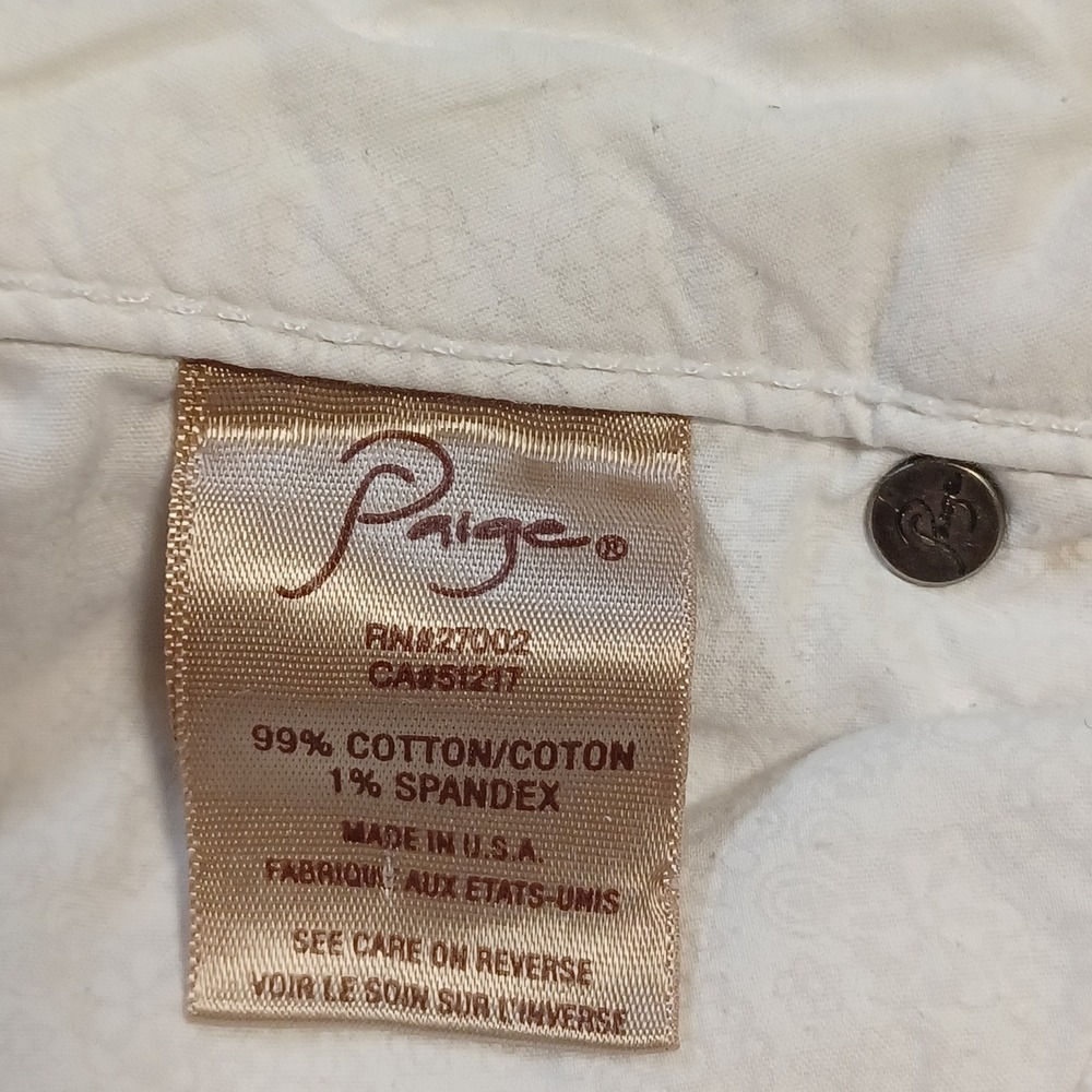 Paige Skyline Skinny Jeans White Denim Size 25 Made in USA Womens - Picture 2 of 15
